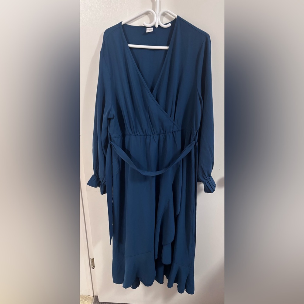 Plus size Blue Wrap Dress